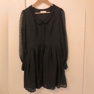 Erin Fetherston peter pan collar long sheer sleeve polka dot baby doll dress